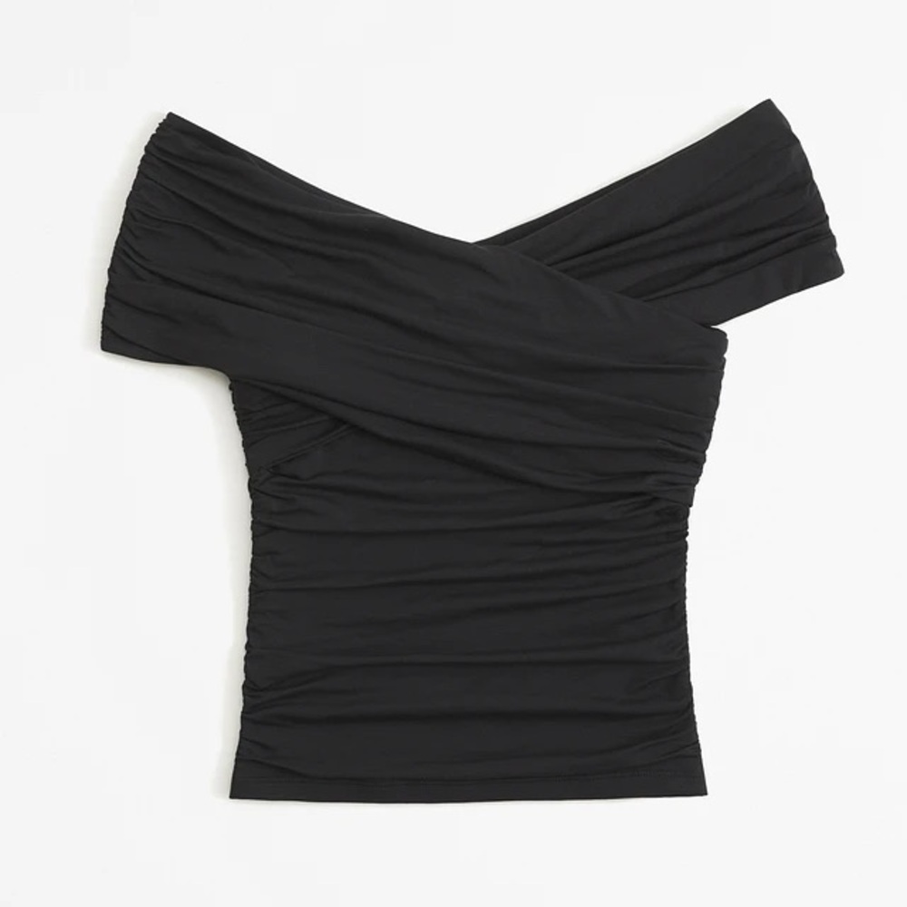 Abercrombie & Fitch Black Ruched Off-Shoulder Blouse